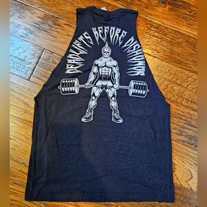 DIY Cutoff Deadlift Back Print Sleeveless Tshirt